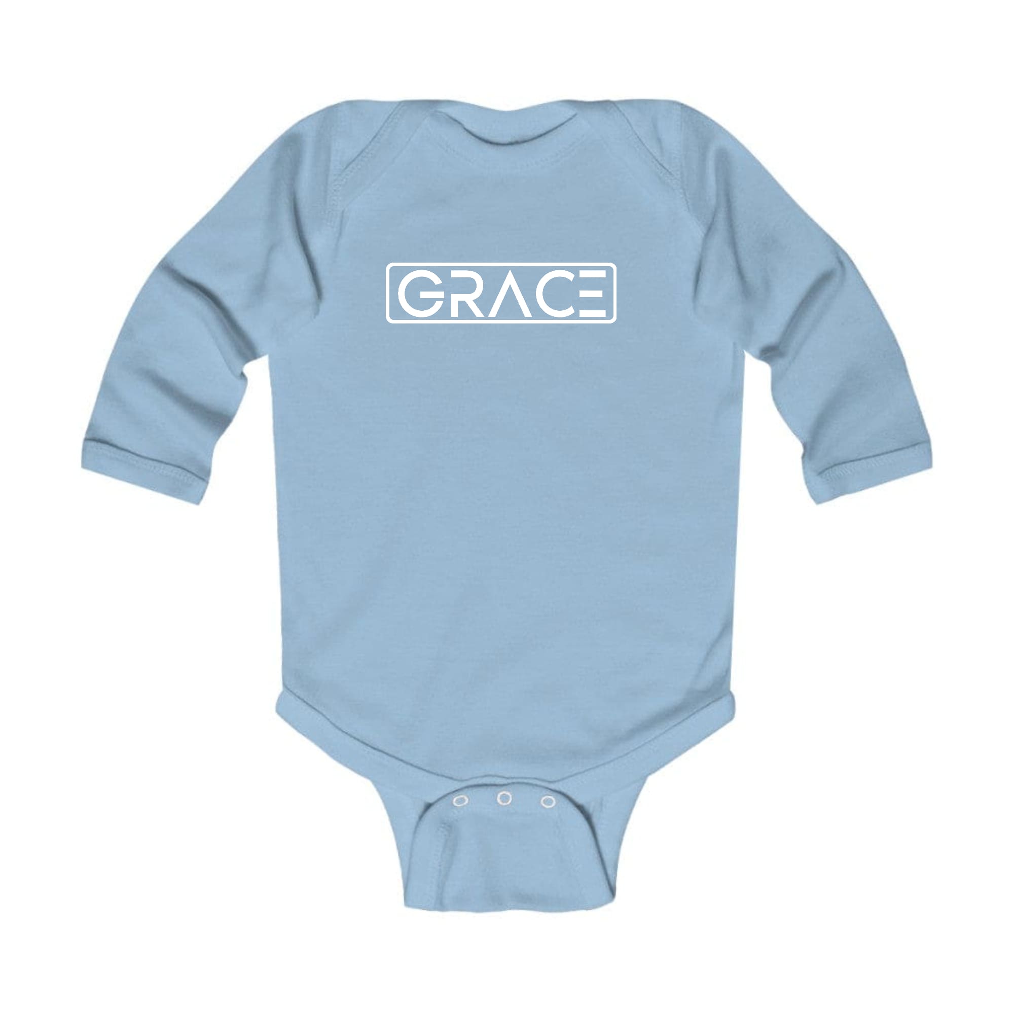 Infant Long Sleeve Graphic T-shirt in Grace design, featuring soft fabric and lap shoulder for easy dressing.