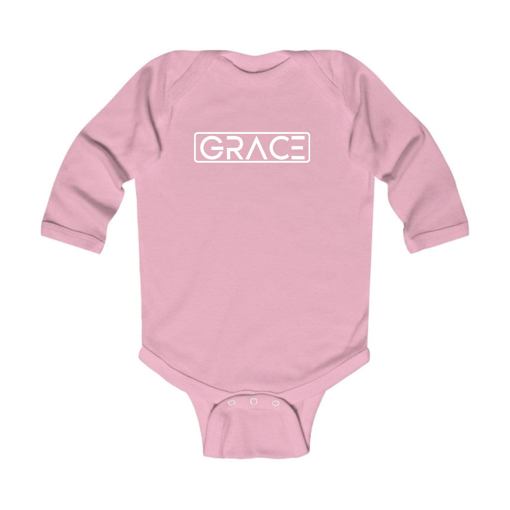 Infant Long Sleeve Graphic T-shirt in Grace design, featuring soft fabric and lap shoulder for easy dressing.