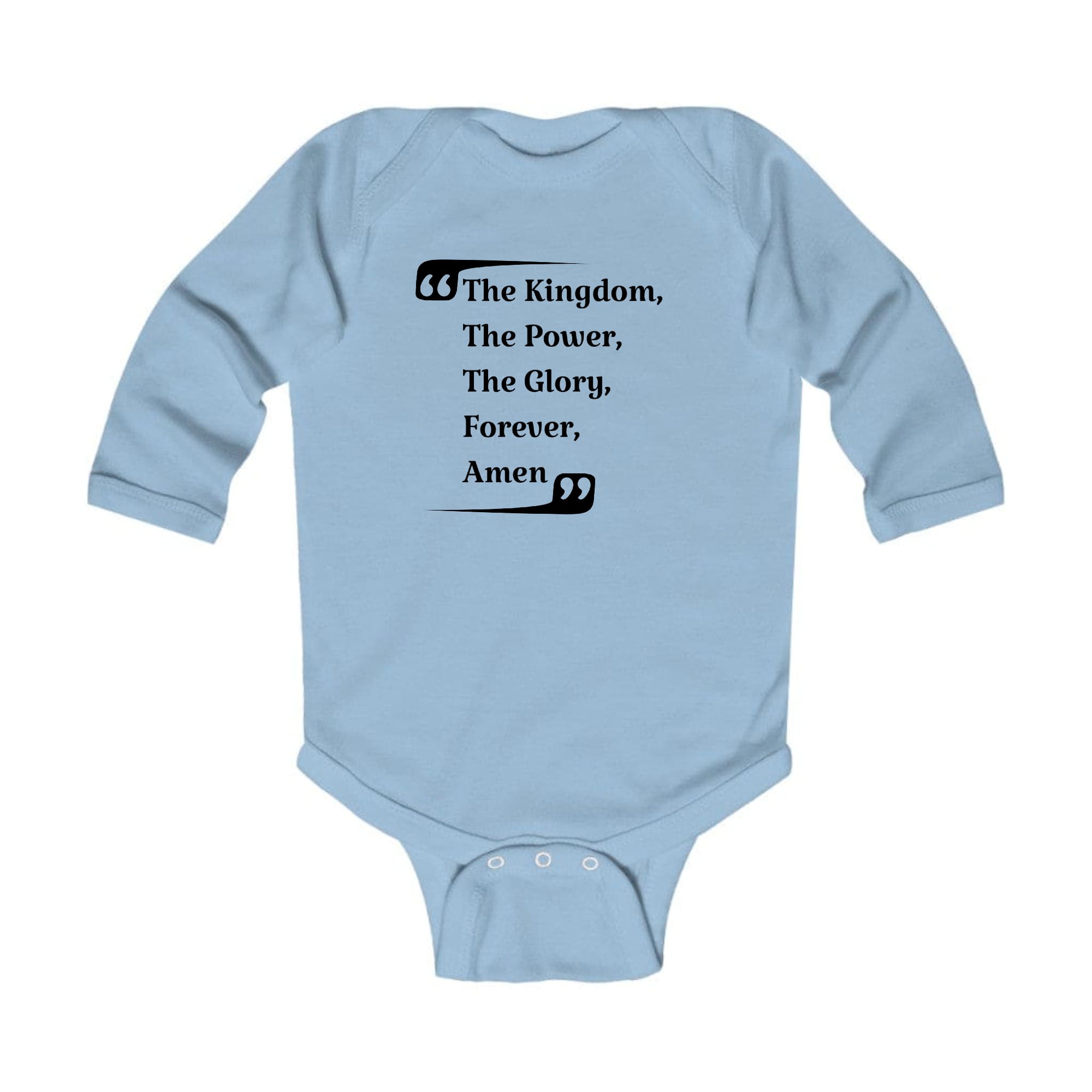 Infant Long Sleeve Graphic T-shirt with 'The Kingdom The Power The Glory' design, featuring soft fabric and lap shoulder for easy dressing.