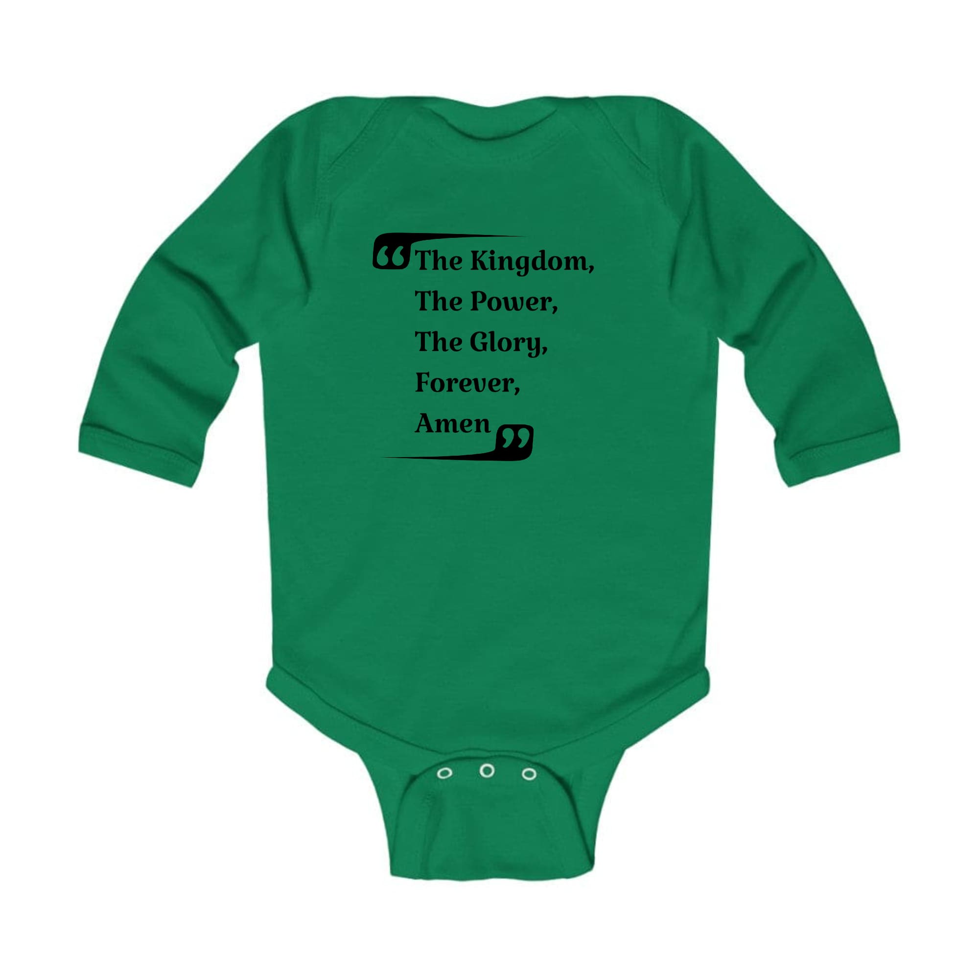 Infant Long Sleeve Graphic T-shirt with 'The Kingdom The Power The Glory' design, featuring soft fabric and lap shoulder for easy dressing.