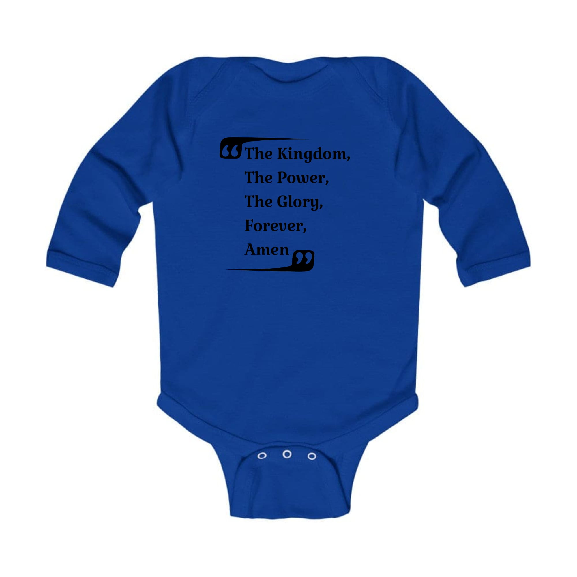 Infant Long Sleeve Graphic T-shirt with 'The Kingdom The Power The Glory' design, featuring soft fabric and lap shoulder for easy dressing.