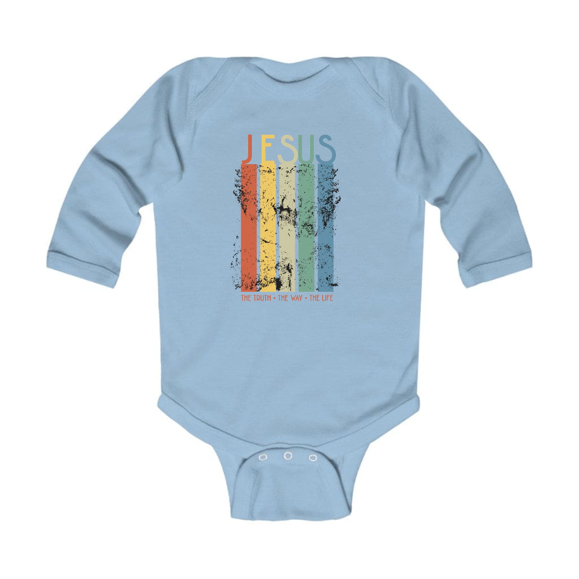 Infant Long Sleeve Graphic T-shirt with the phrase 'The Truth The Way The Life', showcasing soft fabric and lap shoulder design.