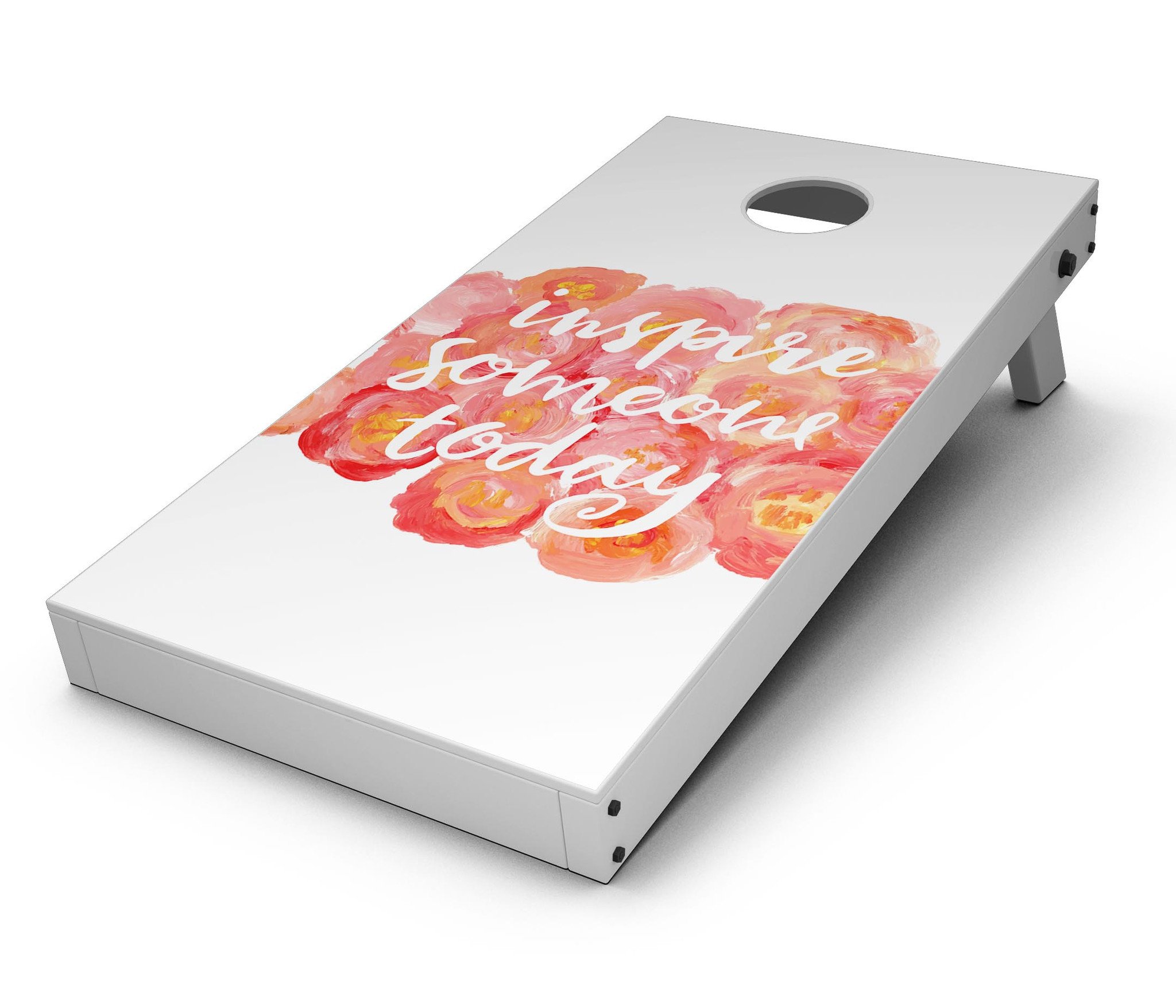 Inspire Someone Today CornHole Board Skin Decal Kit featuring vibrant designs for Cornhole boards, showcasing easy application and premium vinyl material.