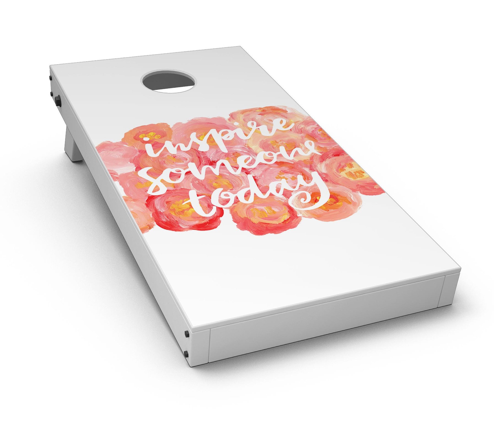 Inspire Someone Today CornHole Board Skin Decal Kit featuring vibrant designs for Cornhole boards, showcasing easy application and premium vinyl material.