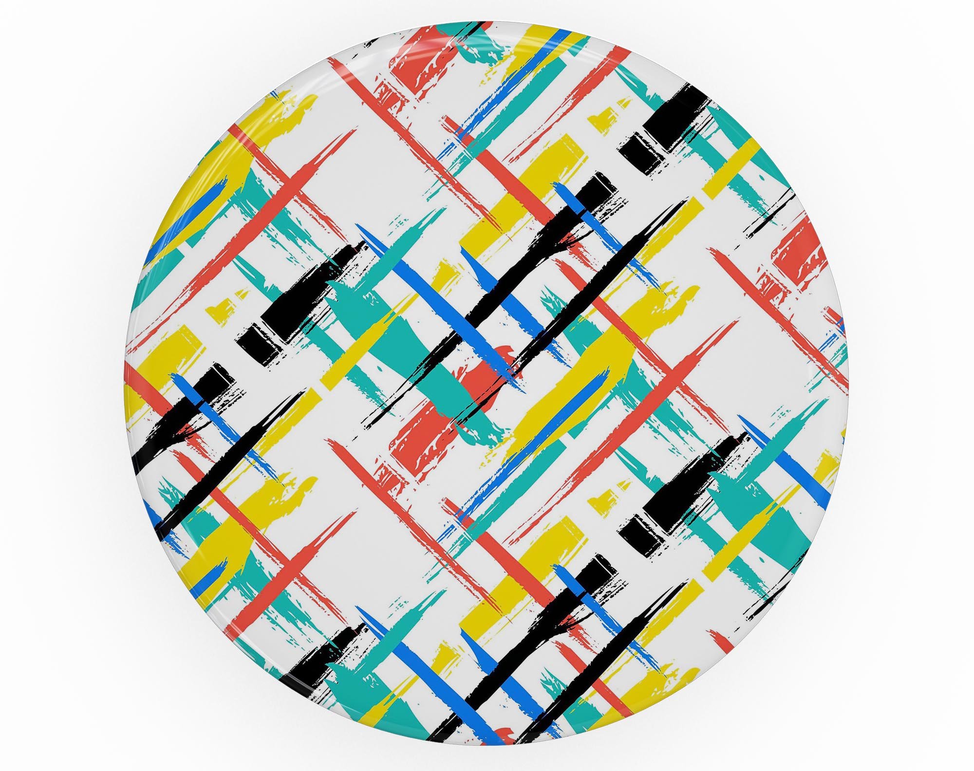 Intersecting Vector Bright Strokes Skin Kit for PopSockets, showcasing vibrant colors and patterns on a smartphone grip.