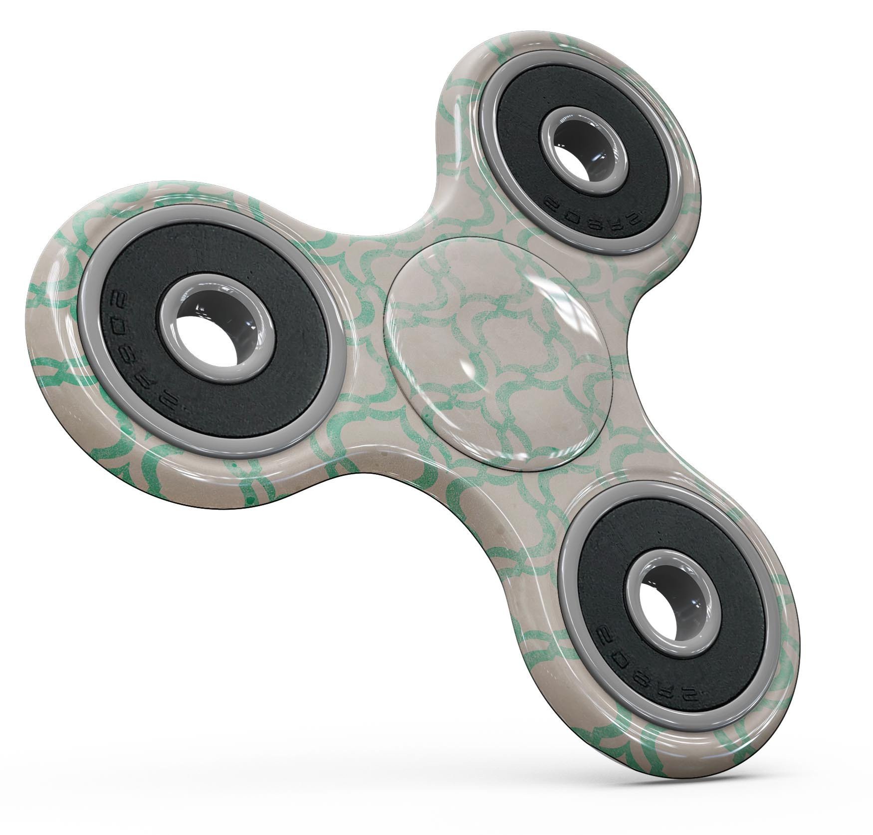 Inverted Teal Oval Pattern Full-Body Fidget Spinner Skin-Kit showcasing vibrant teal design on a fidget spinner.