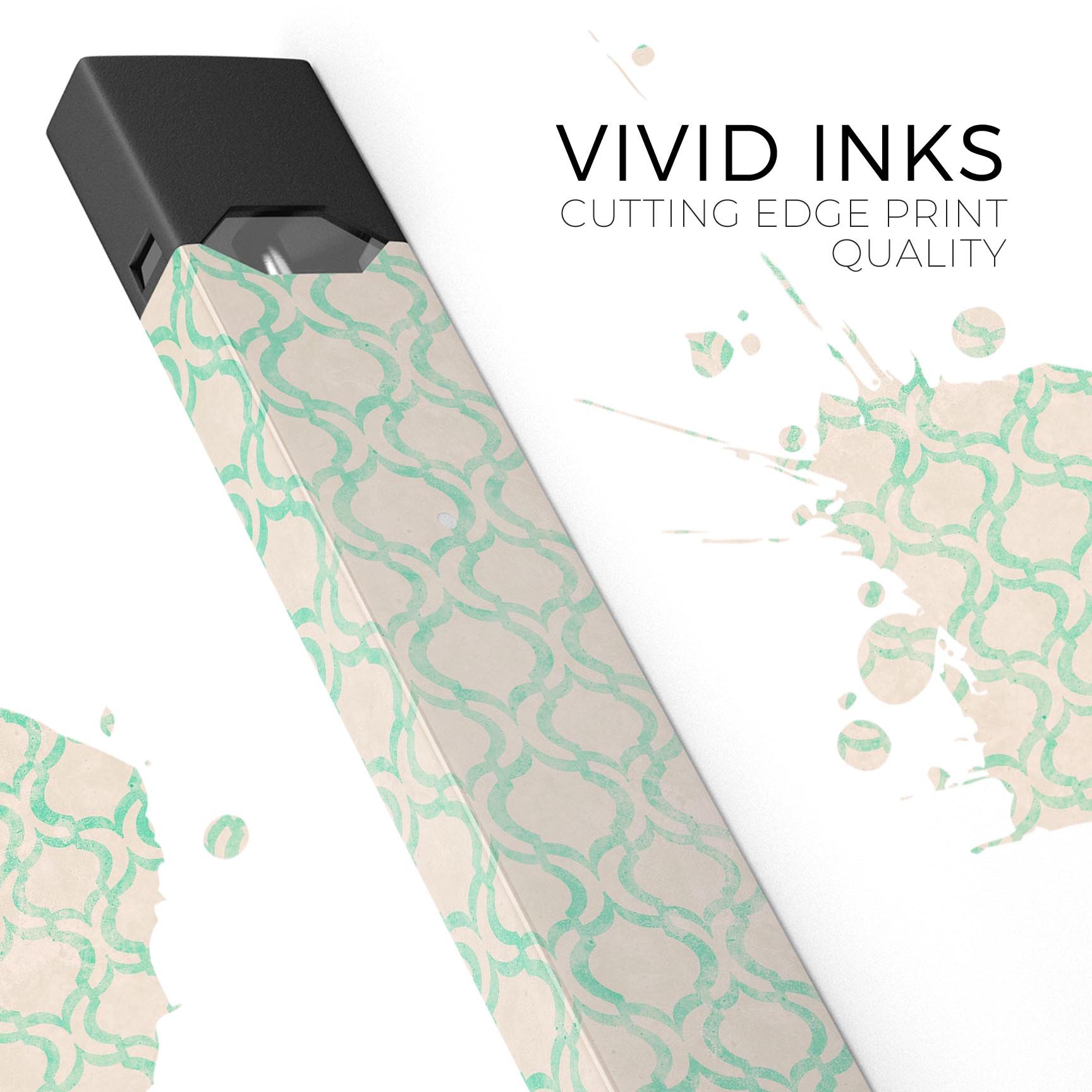Inverted Teal Oval Pattern skin-wrap for JUUL device, showcasing vibrant colors and precise cut.