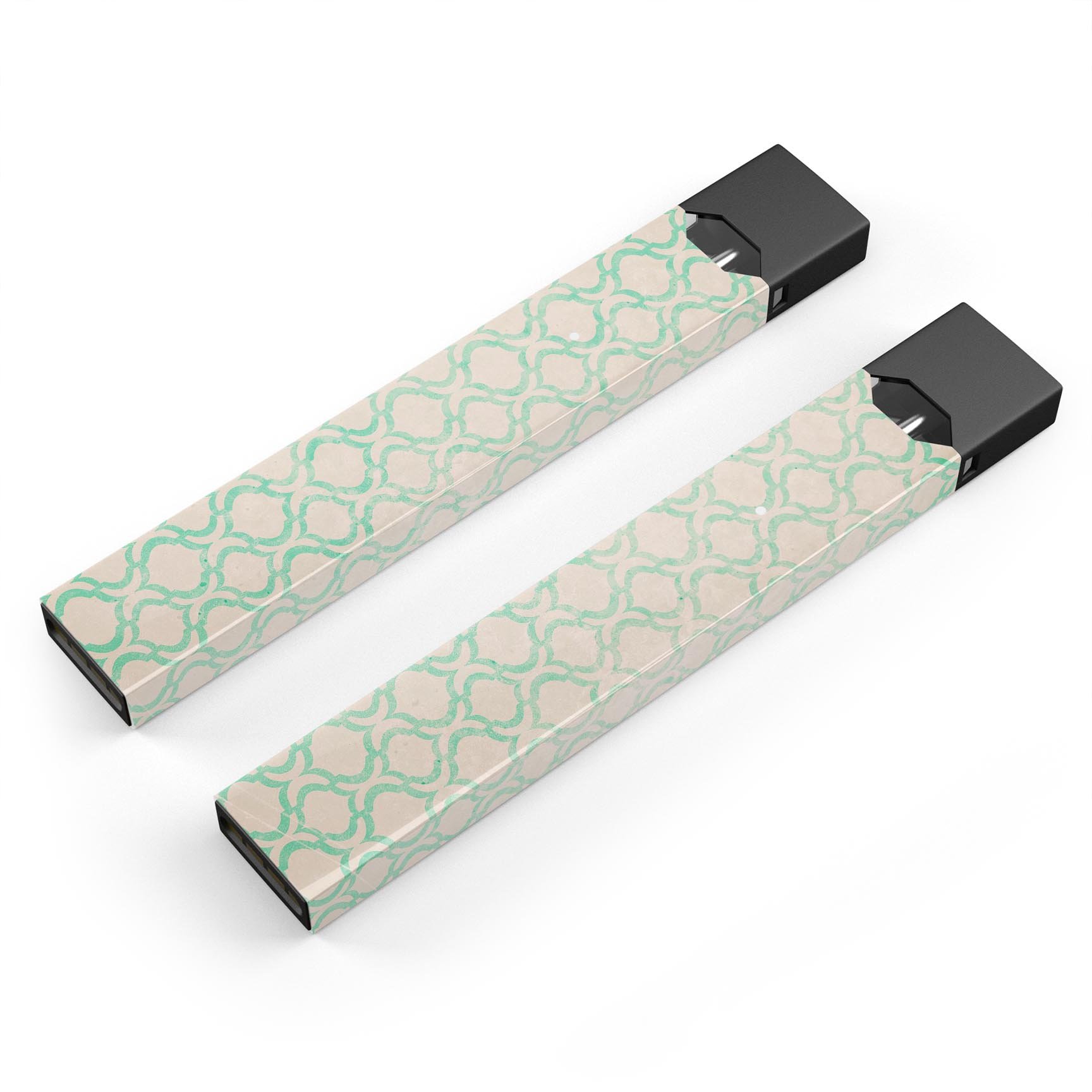 Inverted Teal Oval Pattern skin-wrap for JUUL device, showcasing vibrant colors and precise cut.