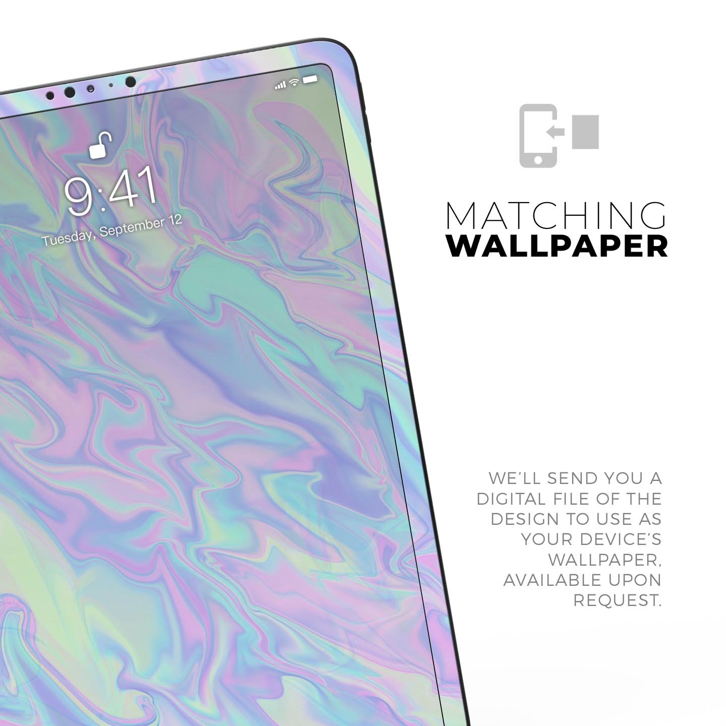 Iridescent Dahlia v1 skin decal for Apple iPad Pro, showcasing vibrant colors and a sleek design.