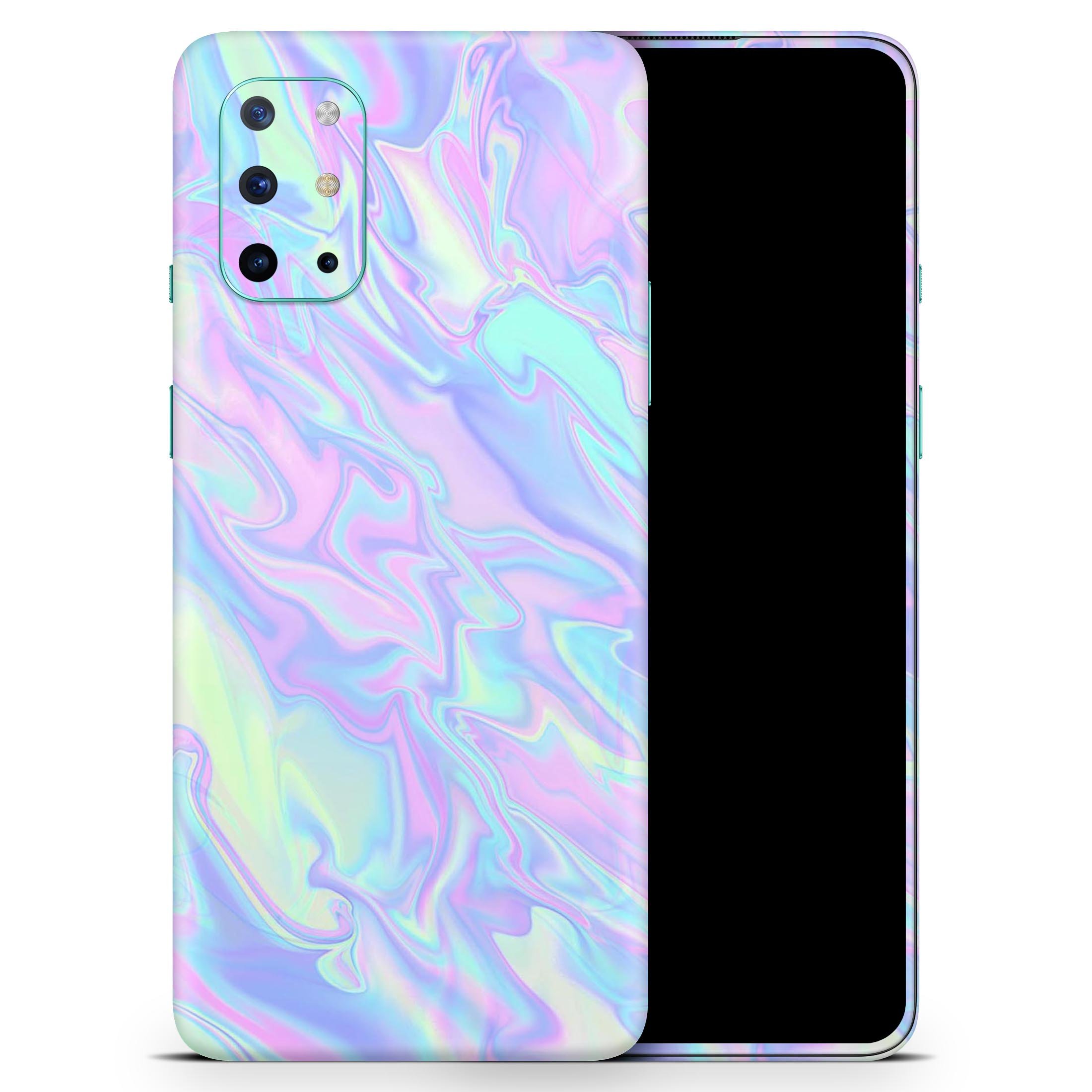 Iridescent Dahlia v1 skin decal wrap kit for OnePlus, showcasing vibrant colors and a sleek design that fits snugly on the phone.