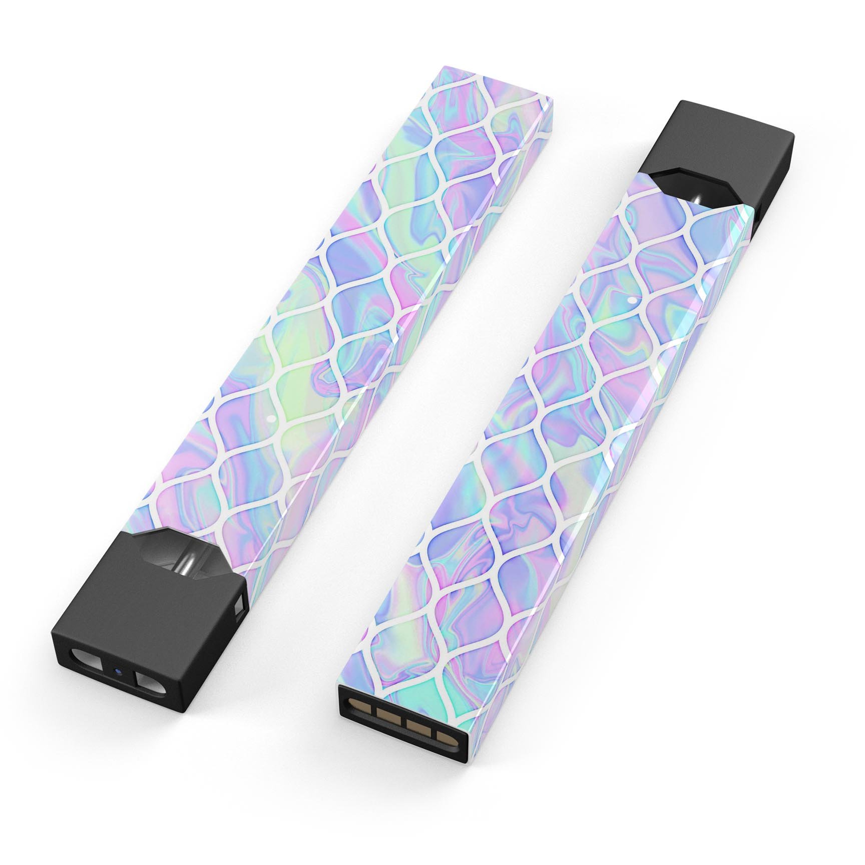 Iridescent Dahlia v4 skin-wrap sticker designed for JUUL vaping device, showcasing vibrant colors and premium quality.