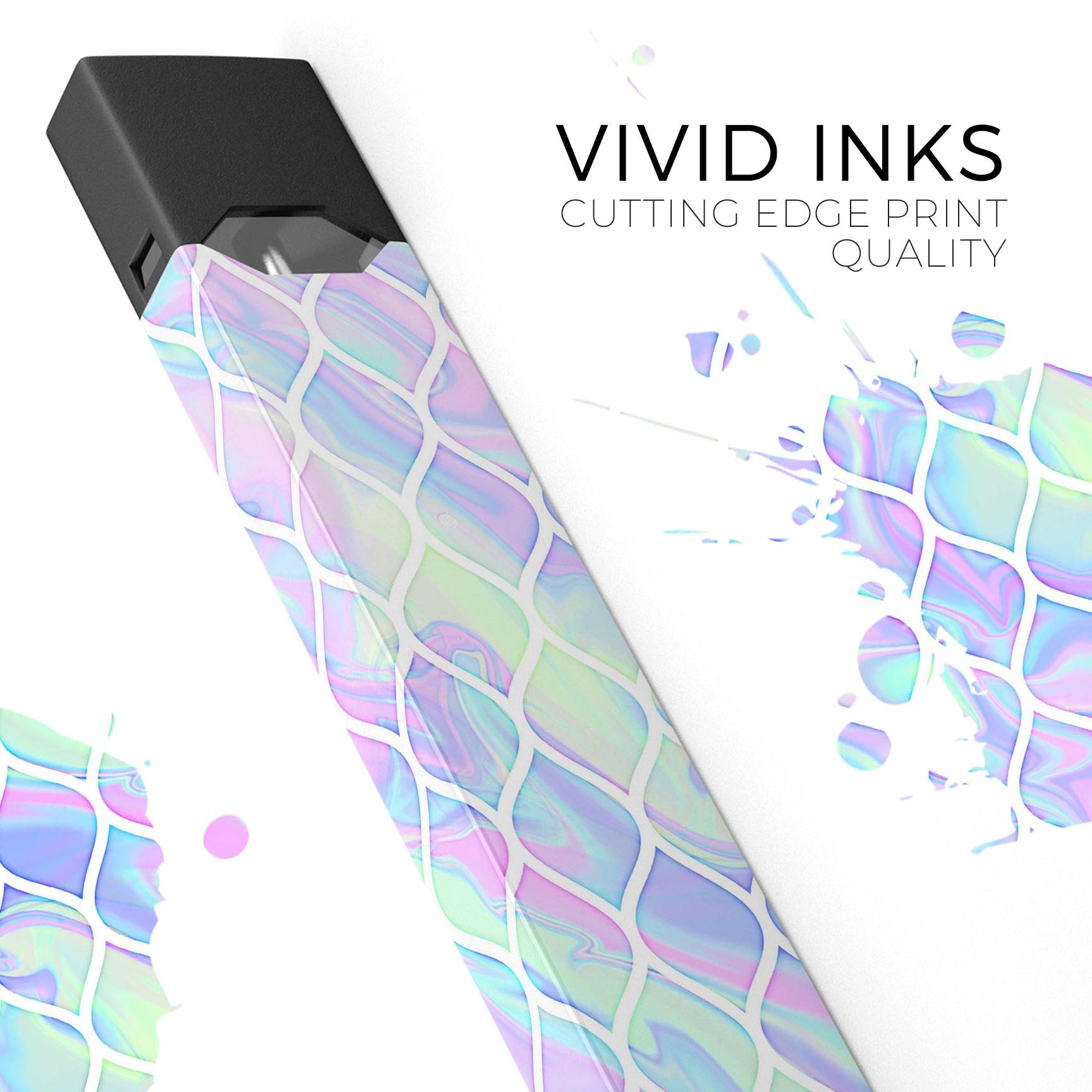 Iridescent Dahlia v4 skin-wrap sticker designed for JUUL vaping device, showcasing vibrant colors and premium quality.