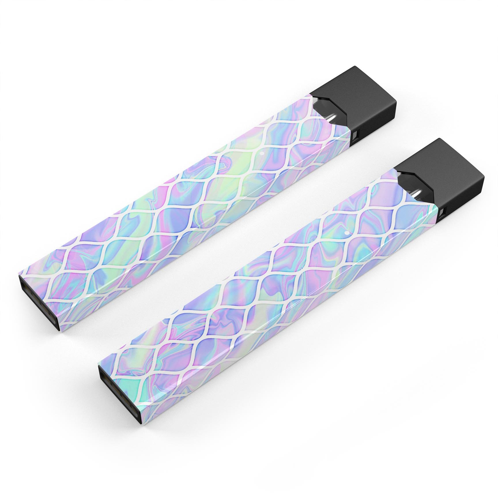 Iridescent Dahlia v4 skin-wrap sticker designed for JUUL vaping device, showcasing vibrant colors and premium quality.