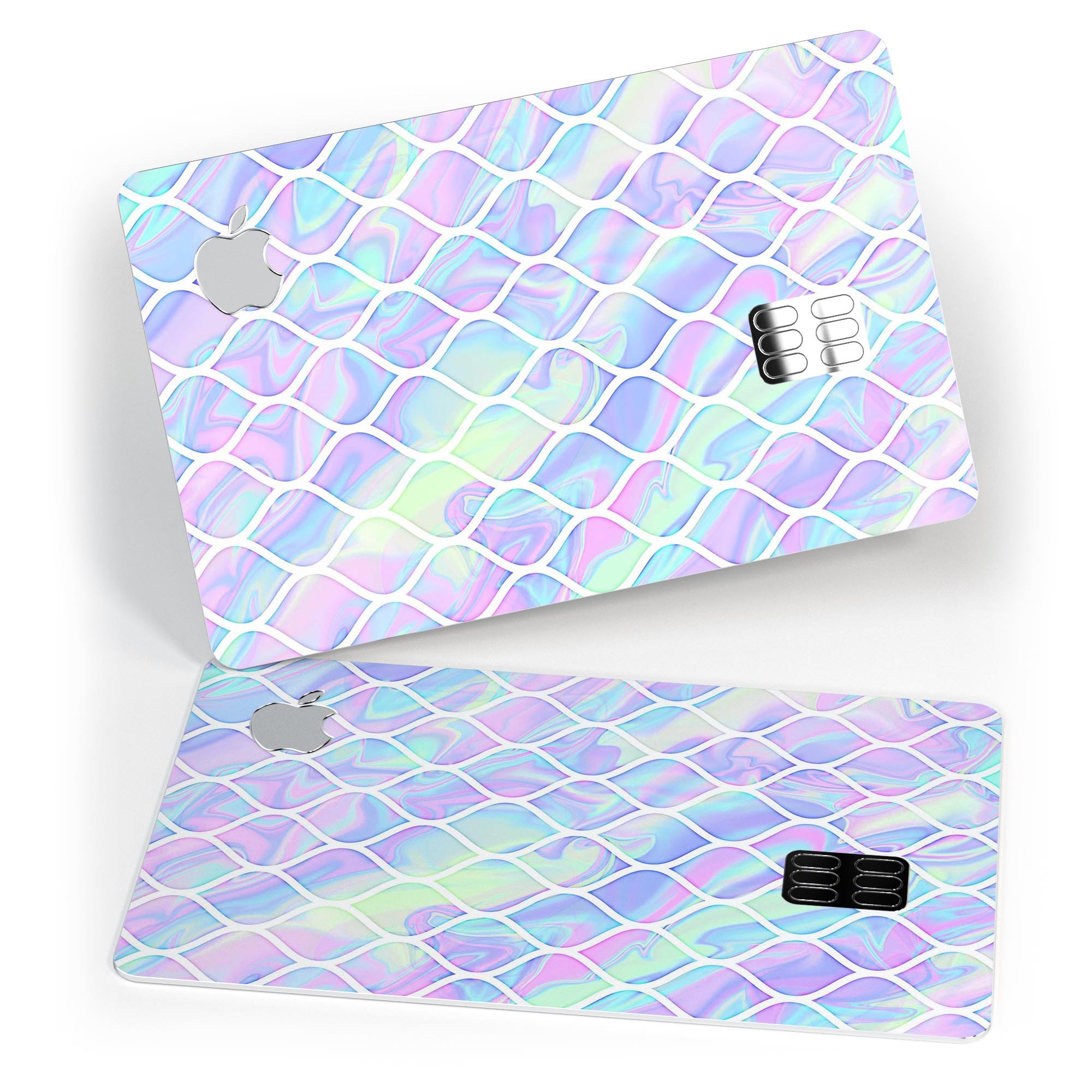 Iridescent Dahlia v4 skin kit for Apple Card, showcasing premium vinyl design and bubble-free installation.