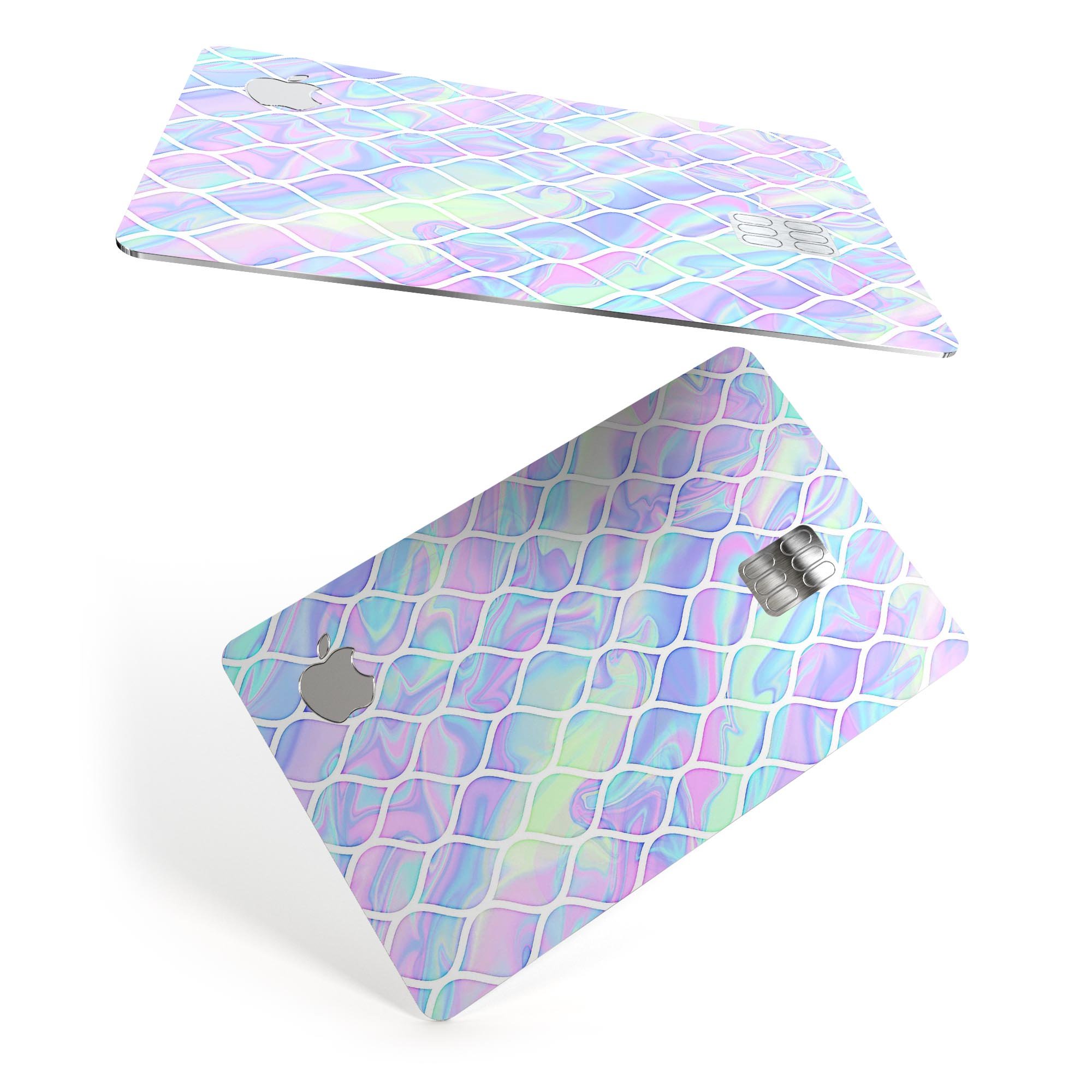 Iridescent Dahlia v4 skin kit for Apple Card, showcasing premium vinyl design and bubble-free installation.
