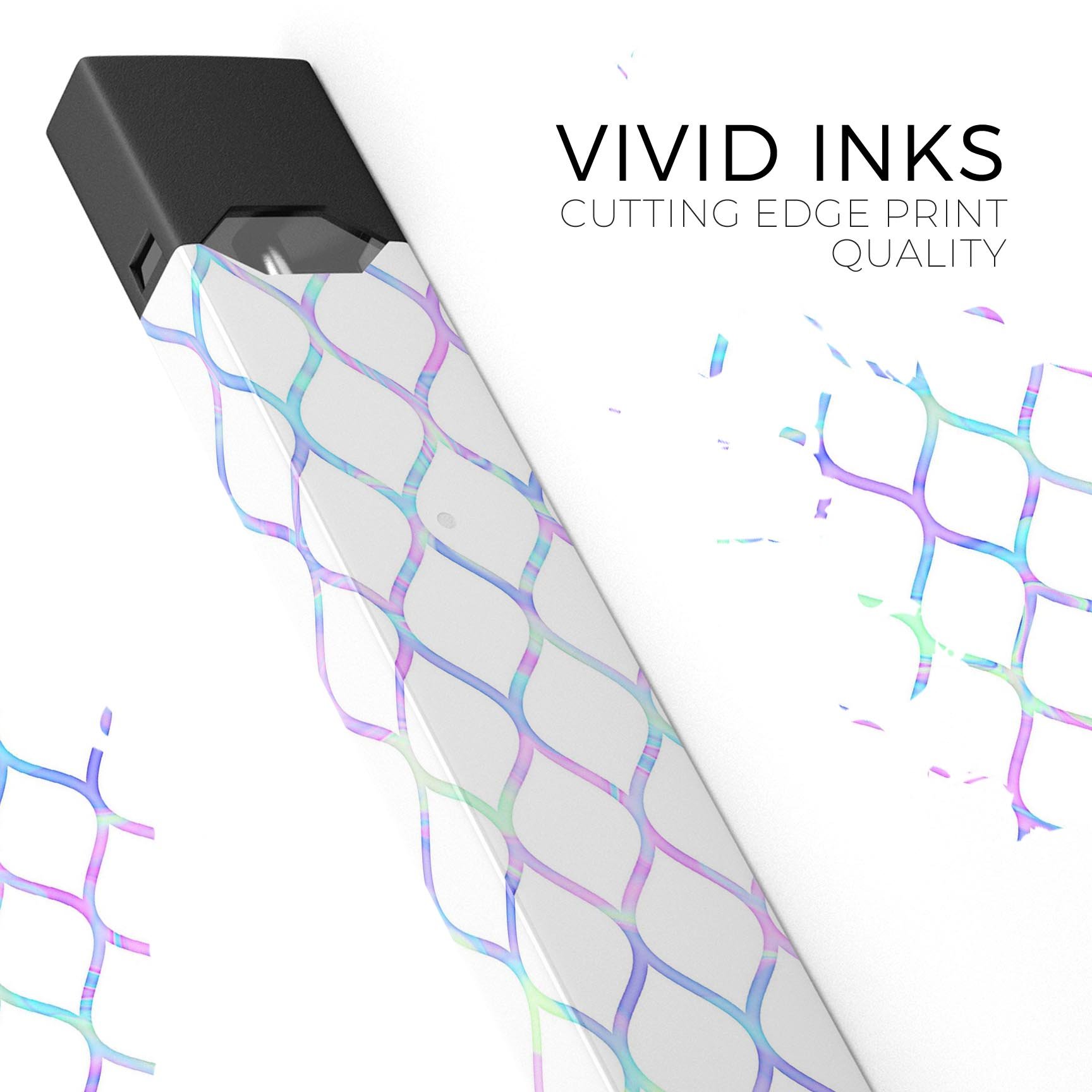 Iridescent Dahlia v7 skin-wrap sticker for JUUL device, showcasing vibrant colors and sleek design.