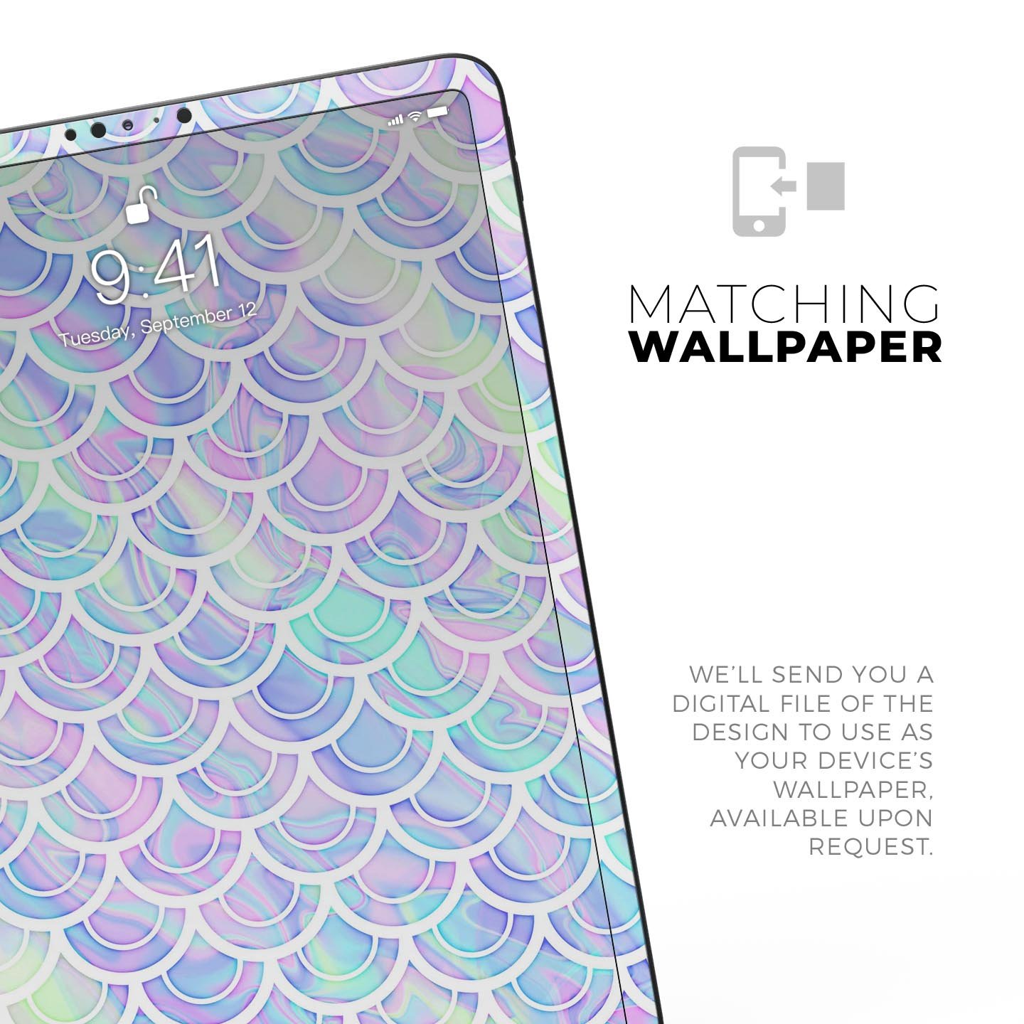 Iridescent Dahlia v9 skin decal for Apple iPad Pro, showcasing vibrant colors and a sleek design.