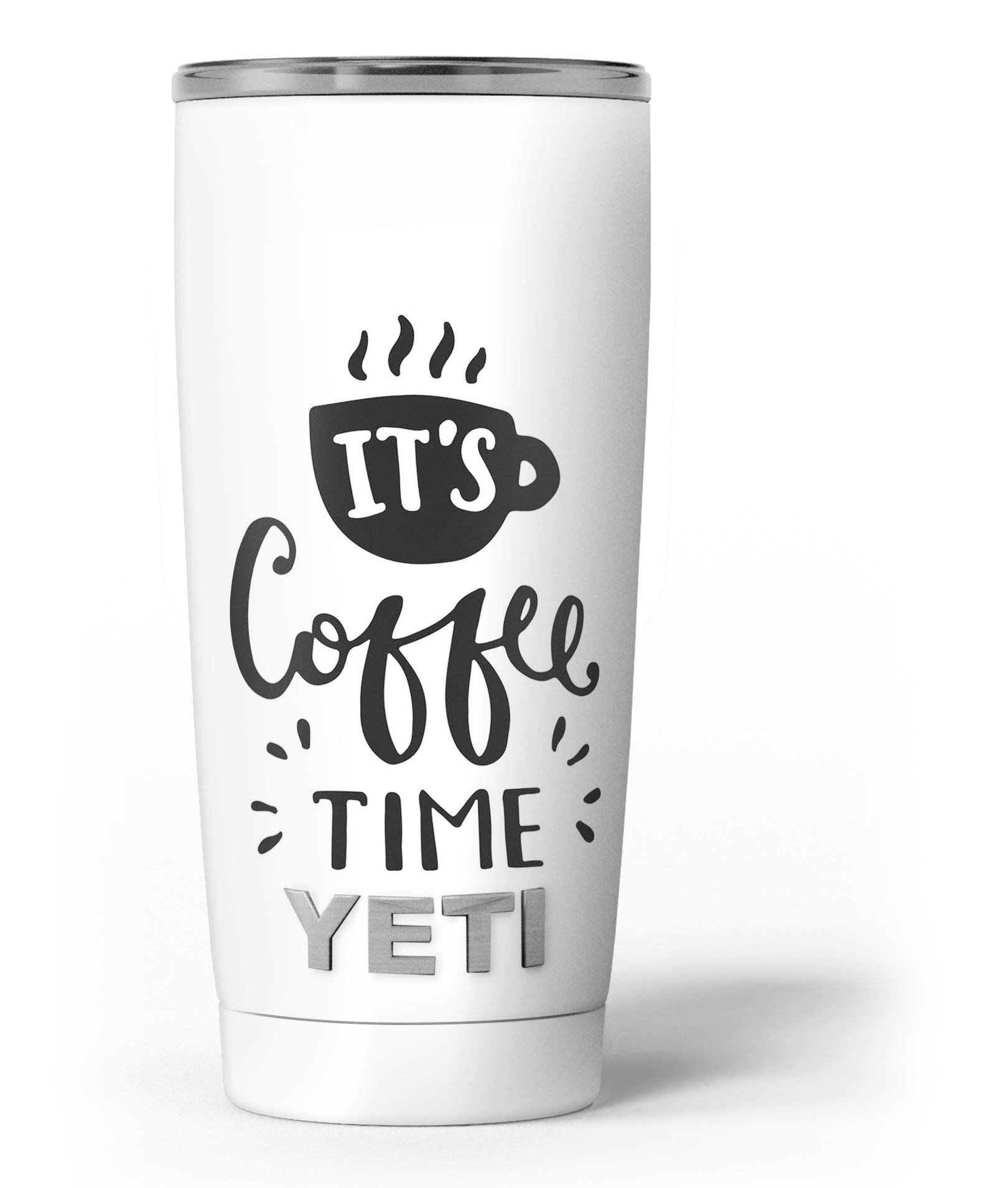 Its Coffee Time Skin Decal Vinyl Wrap Kit for Yeti Cooler, showcasing unique design and premium vinyl material.