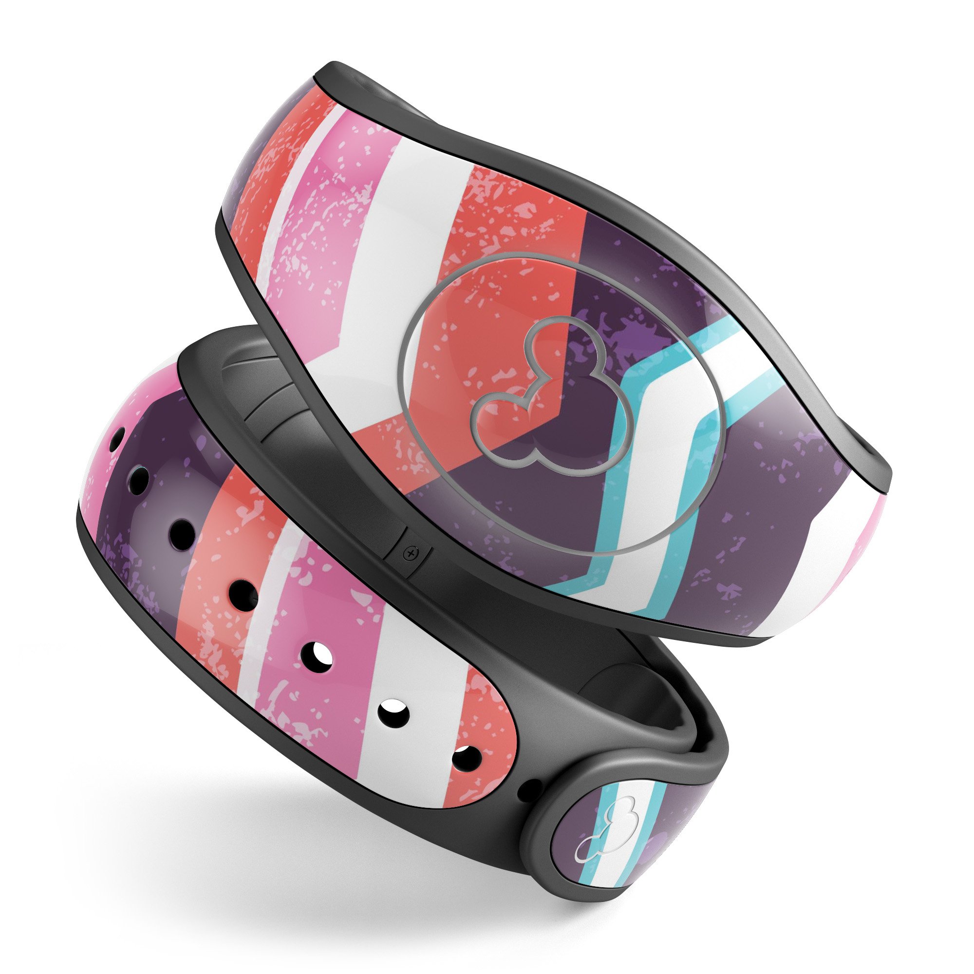 Jagged Colorful Chevron decal skin wrap kit designed for Disney Magic Band, showcasing vibrant colors and unique chevron pattern.