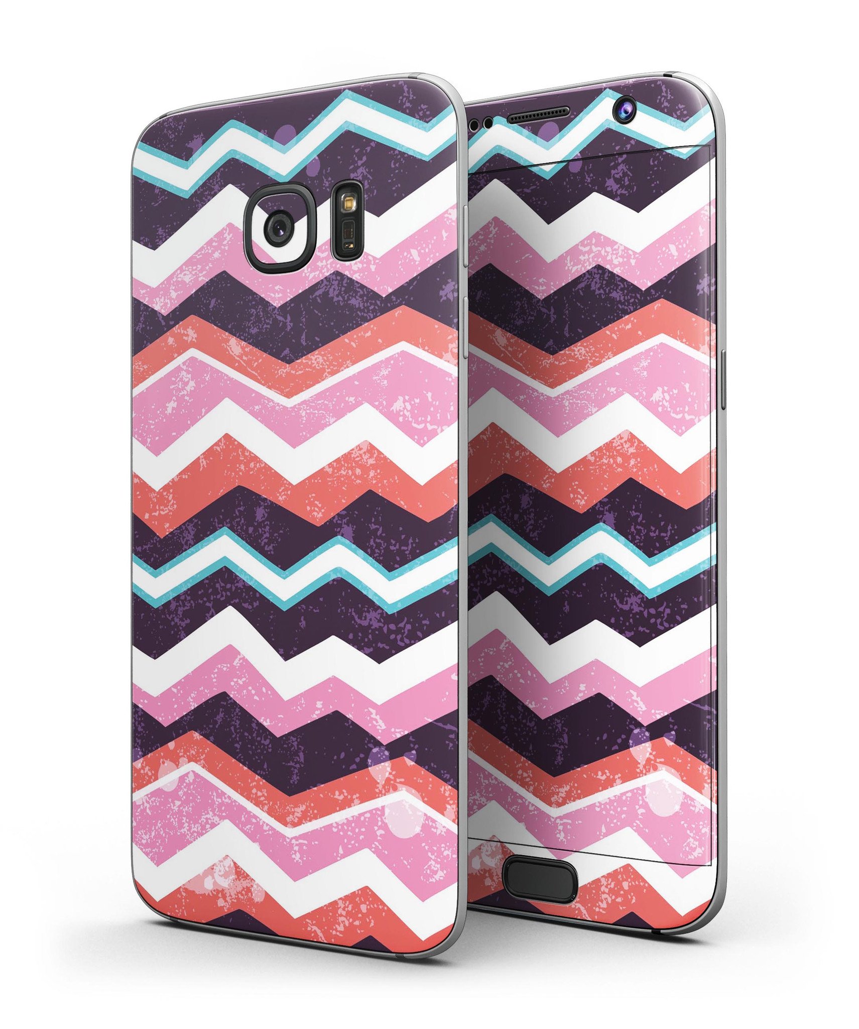Jagged Colorful Chevron Full Body Skin-Kit for Samsung Galaxy S7, showcasing vibrant colors and precise fit.