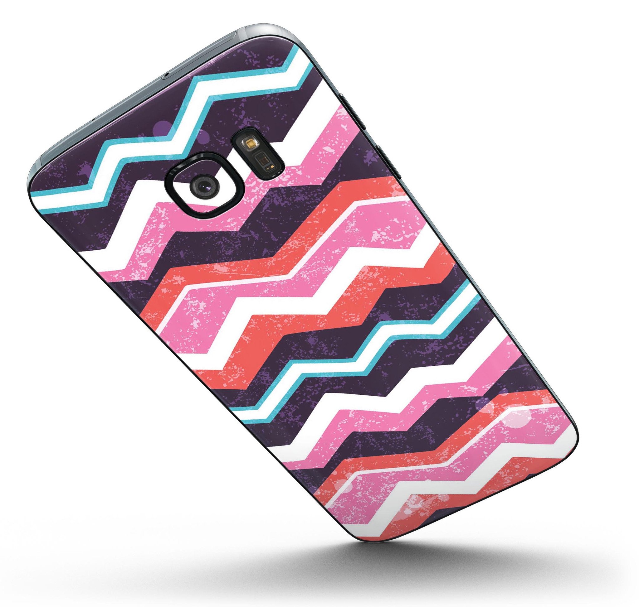 Jagged Colorful Chevron Full Body Skin-Kit for Samsung Galaxy S7, showcasing vibrant colors and precise fit.