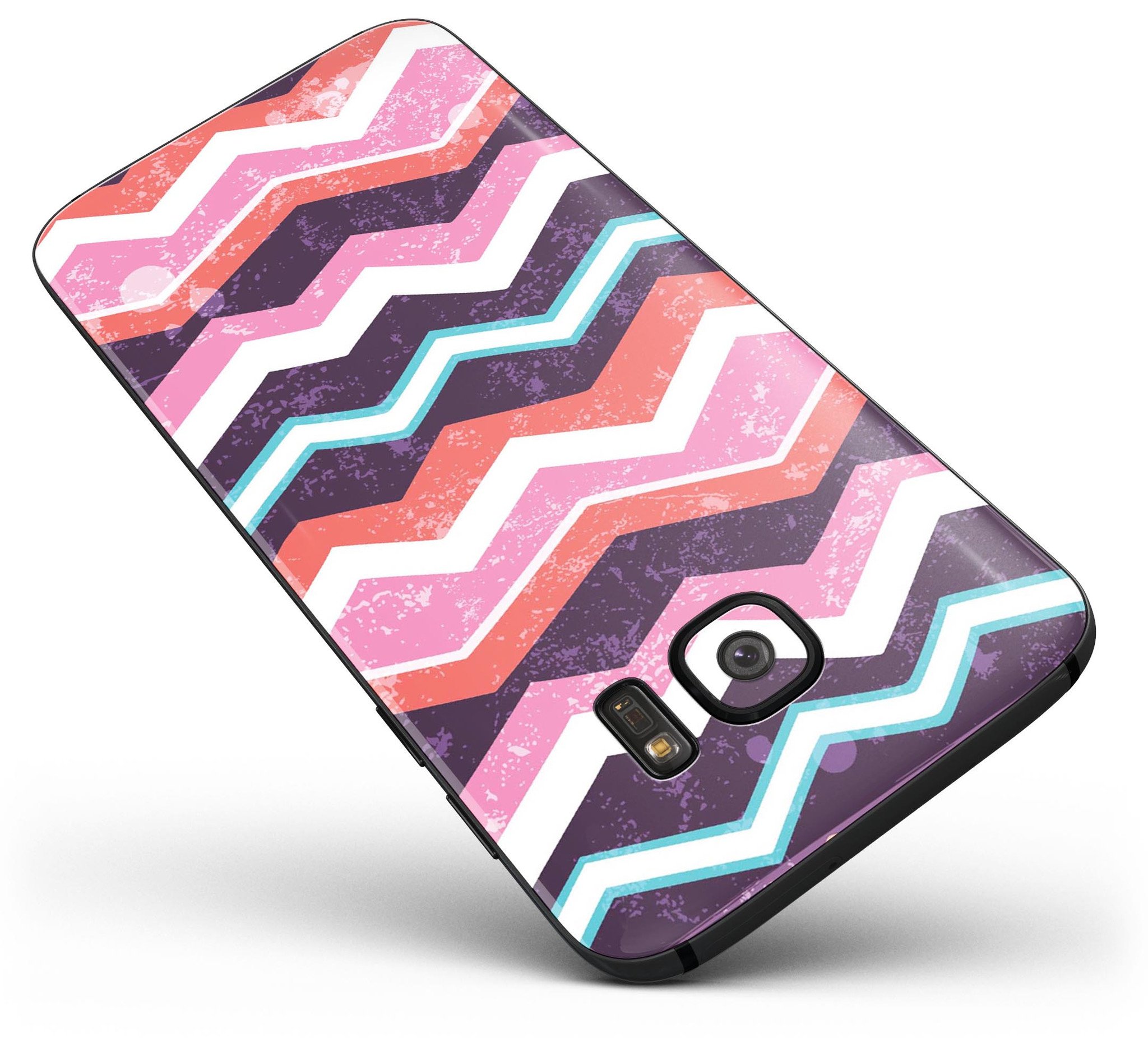 Jagged Colorful Chevron Full Body Skin-Kit for Samsung Galaxy S7, showcasing vibrant colors and precise fit.