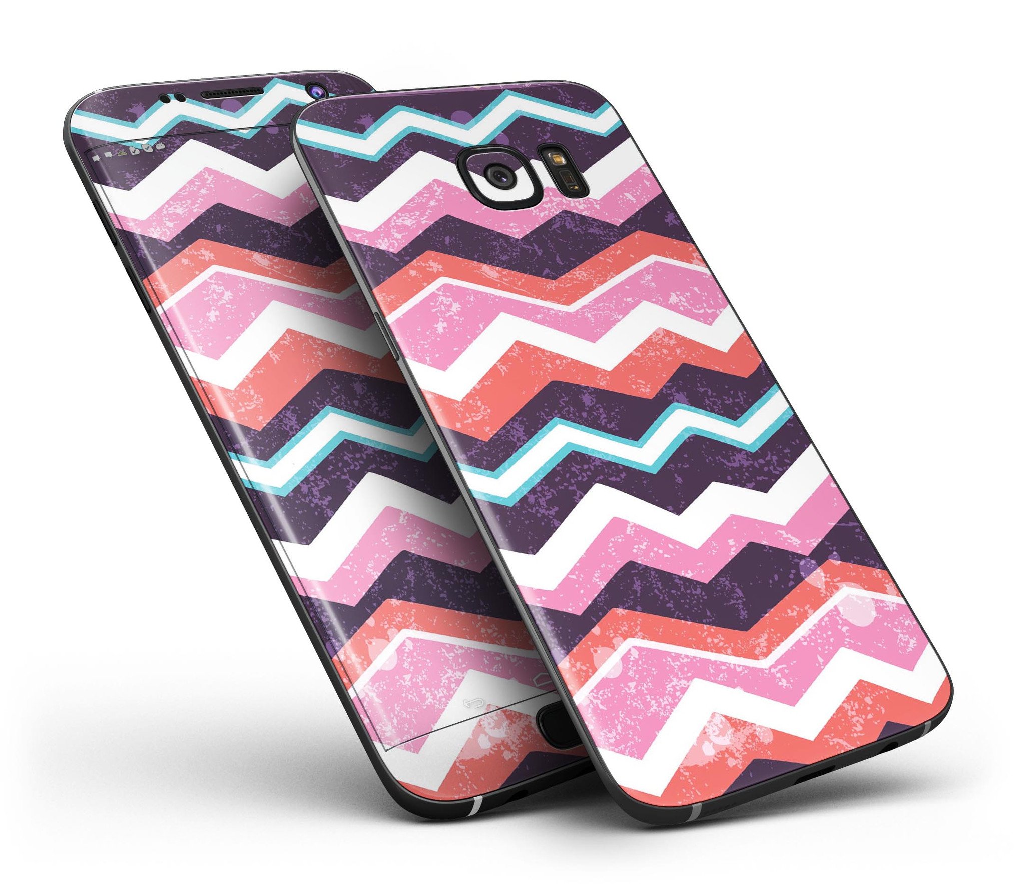 Jagged Colorful Chevron Full Body Skin-Kit for Samsung Galaxy S7, showcasing vibrant colors and precise fit.