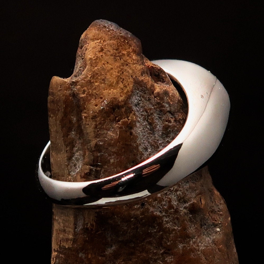 Sterling silver Jesus ring with Hebrew inscription in yellow, oval-shaped design, polished finish.