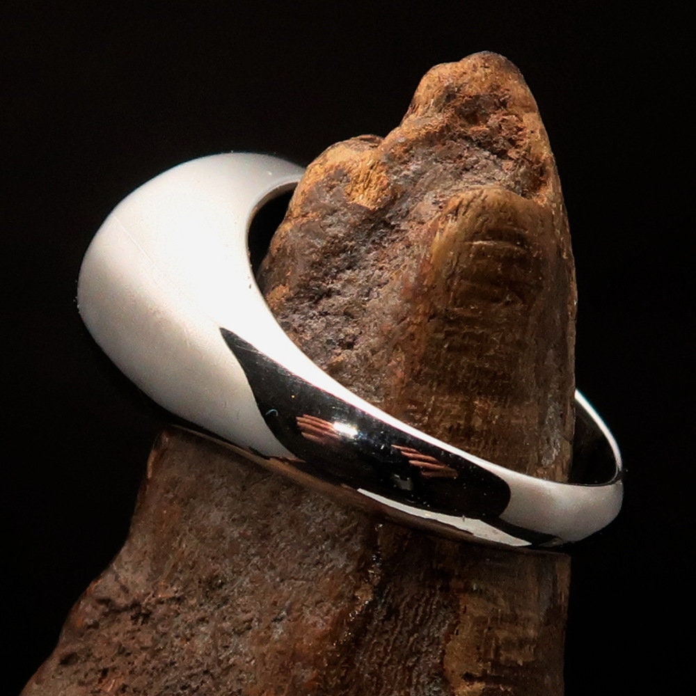 Sterling silver Jesus ring with Hebrew inscription in yellow, oval-shaped design, polished finish.