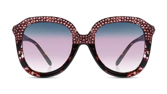 JIMMY CRYSTAL GL1481-PURPLE full-rimmed round glasses in vibrant purple color, designed for women.