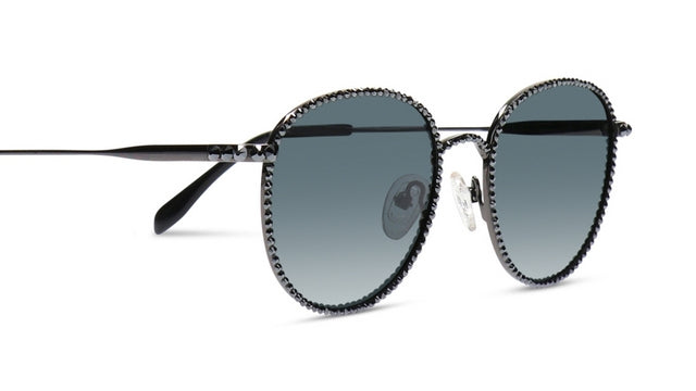 JIMMY CRYSTAL GL20003-S.NIGHT round full-rimmed black metal glasses for women, showcasing elegant design and comfortable fit.