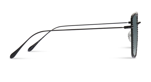 JIMMY CRYSTAL GL20005-JET full-rimmed square glasses in black metal, designed for women.