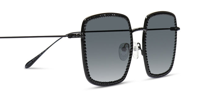 JIMMY CRYSTAL GL20005-JET full-rimmed square glasses in black metal, designed for women.