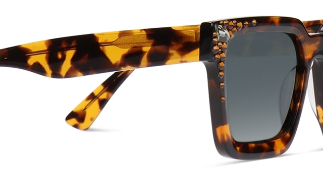 JIMMY CRYSTAL GLT1019-C4-L/AMBER+B full-rimmed square frame glasses in brown, designed for women.