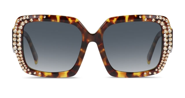 JIMMY CRYSTAL GLT1065-C4-G.SHADOW full-rimmed square frame glasses for women in brown acetate.