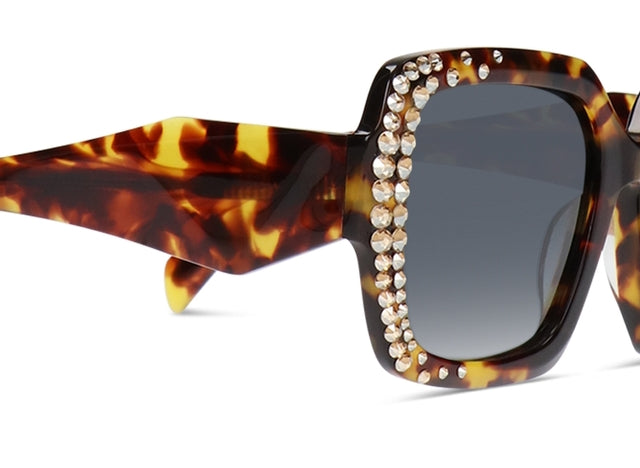 JIMMY CRYSTAL GLT1065-C4-G.SHADOW full-rimmed square frame glasses for women in brown acetate.