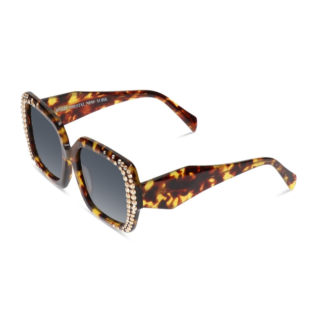 JIMMY CRYSTAL GLT1065-C4-G.SHADOW full-rimmed square frame glasses for women in brown acetate.