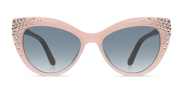 JIMMY CRYSTAL GLT1128-C3-SILK cat-eye glasses in pink acetate, showcasing a stylish full-rimmed design for women.