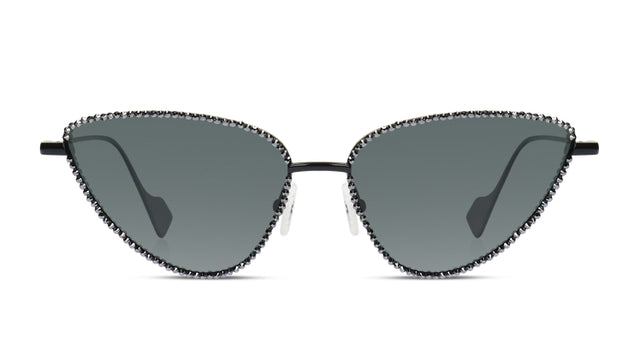 Stylish JIMMY CRYSTAL GLT9088-C4-HT cat eye glasses in black metal frame, designed for women.