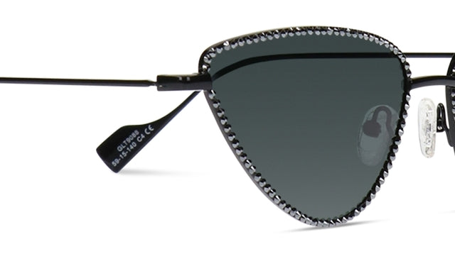Stylish JIMMY CRYSTAL GLT9088-C4-HT cat eye glasses in black metal frame, designed for women.