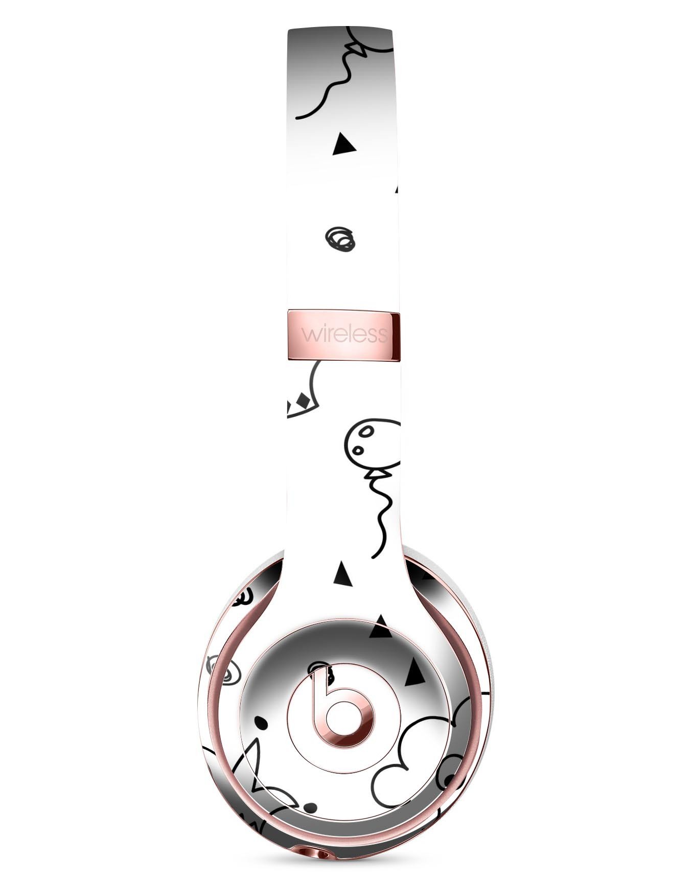 Joker, Clouds, and Balloon Doodle Full-Body Skin Kit for Beats by Dre Solo 3 Wireless Headphones, showcasing vibrant colors and unique design.