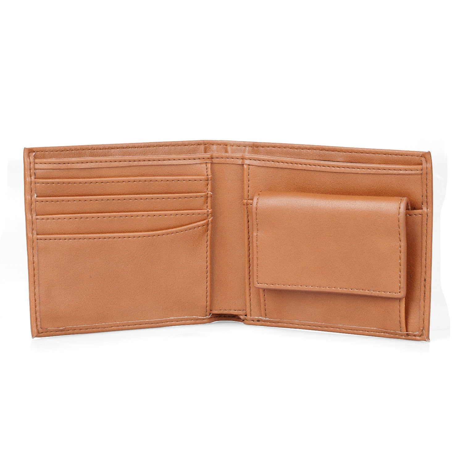 JP Men's Vegan Wallet in Tan, featuring multiple compartments and RFID protection, made from high-quality ECO PU vegan leather.