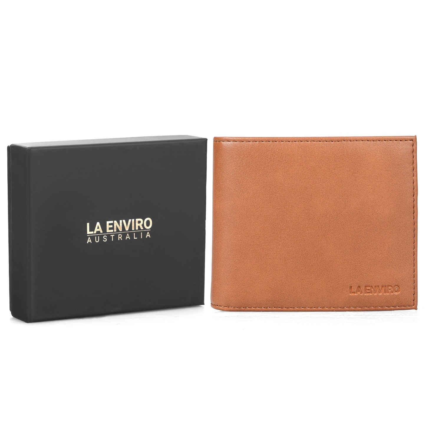 JP Men's Vegan Wallet in Tan, featuring multiple compartments and RFID protection, made from high-quality ECO PU vegan leather.