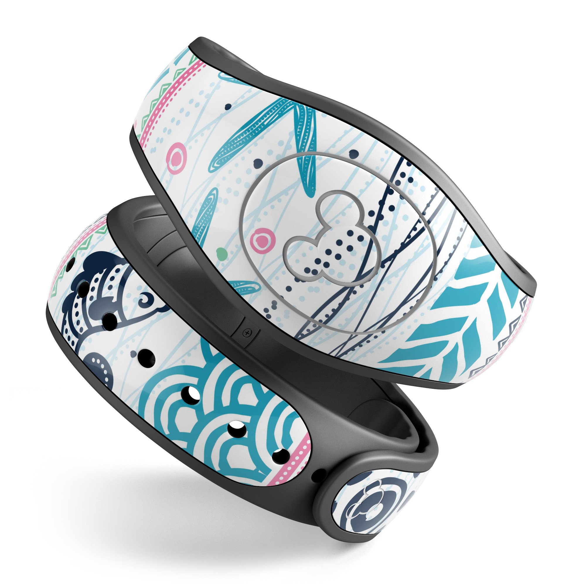Jumping Fish Repeating Pattern Decal Skin Wrap Kit for Disney Magic Band, showcasing vibrant colors and a trendy design.