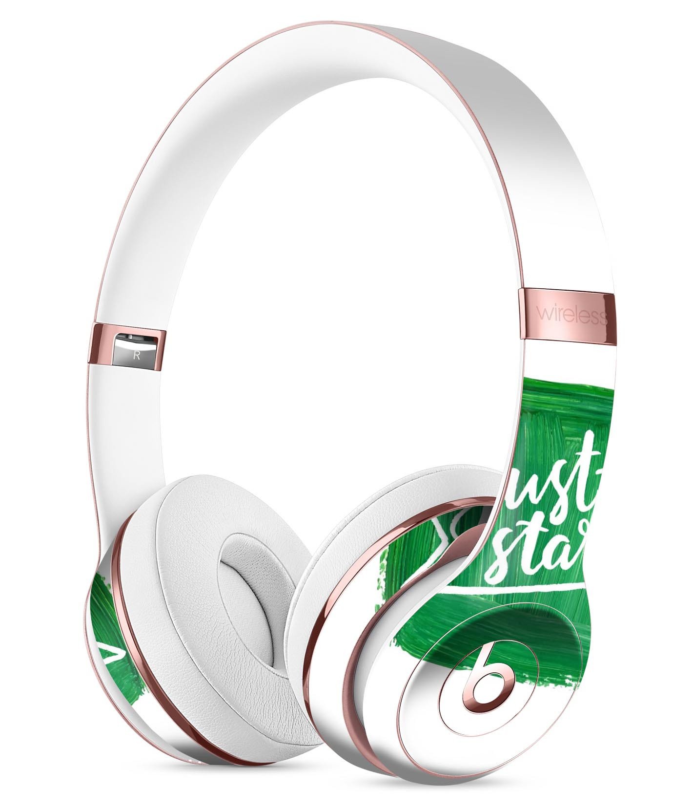 Just Start Green Paint Full-Body Skin Kit for Beats by Dre Solo 3, showcasing vibrant green design and precise cut for a perfect fit.