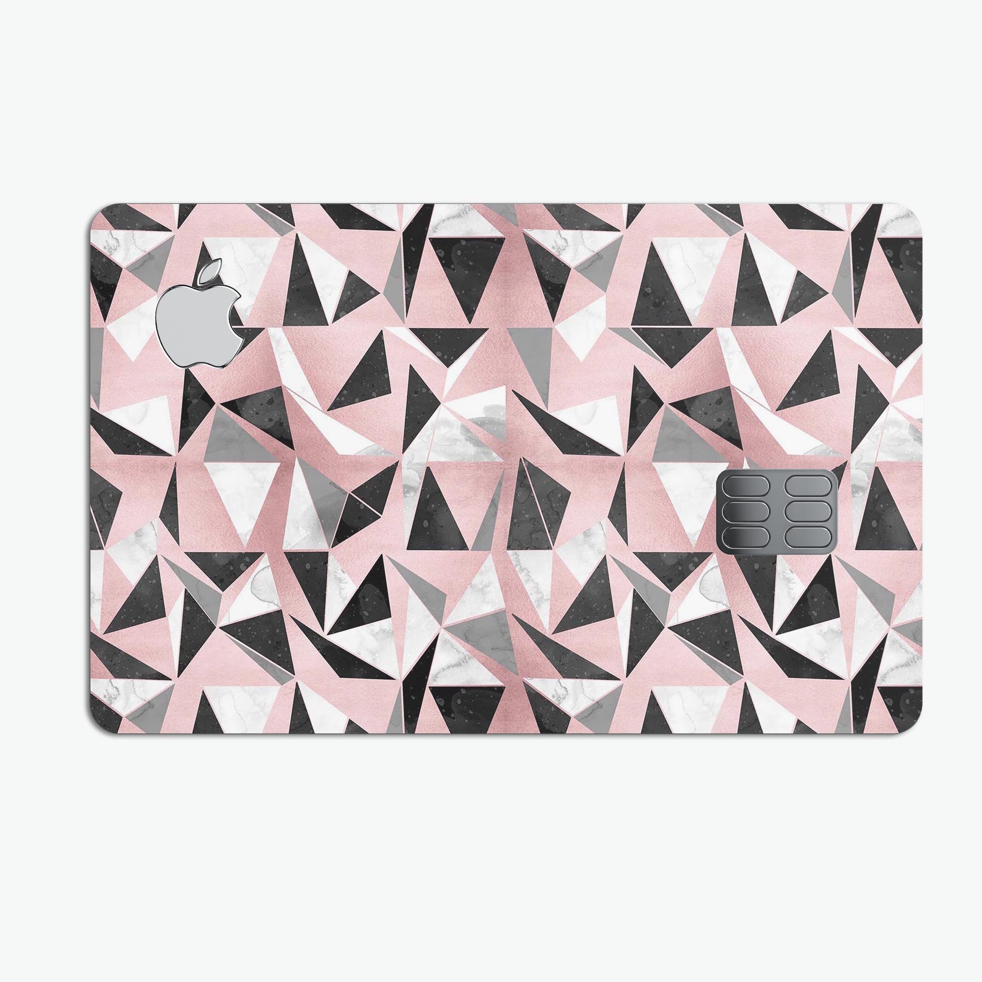Karamfila Marble & Rose Gold skin kit for Apple Card, showcasing premium vinyl design and bubble-free installation features.
