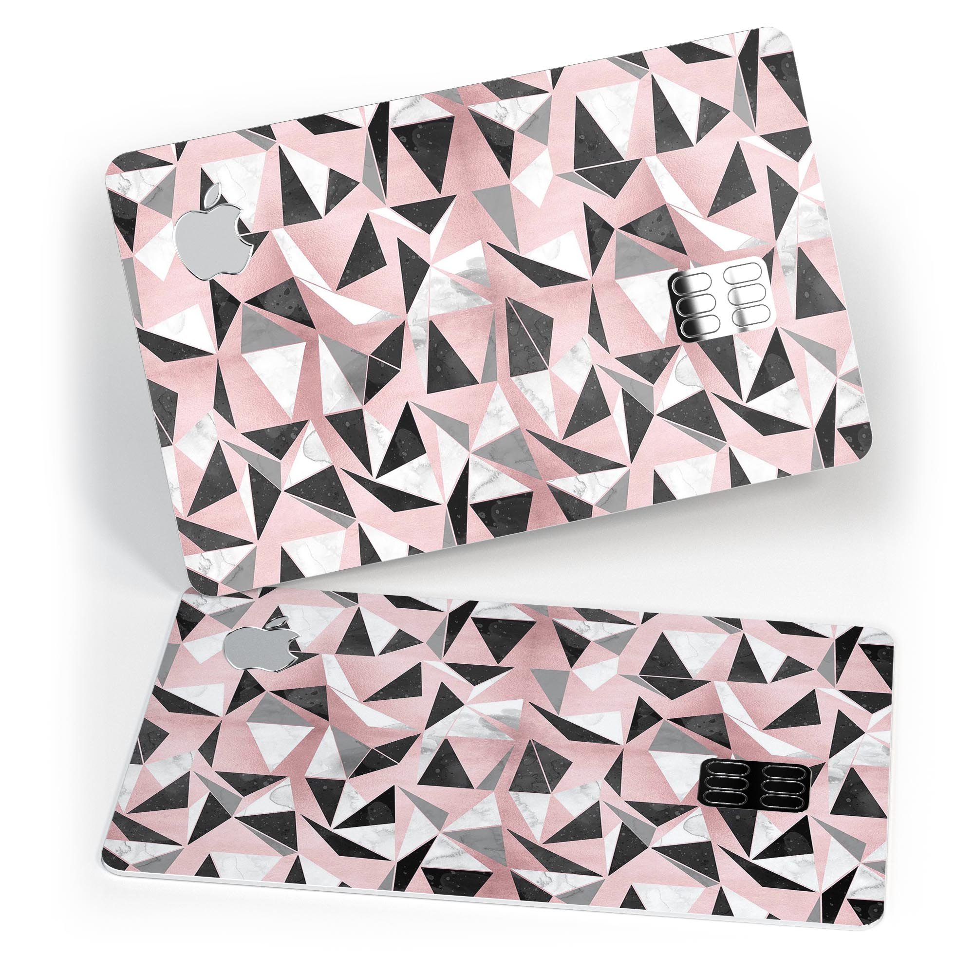 Karamfila Marble & Rose Gold skin kit for Apple Card, showcasing premium vinyl design and bubble-free installation features.