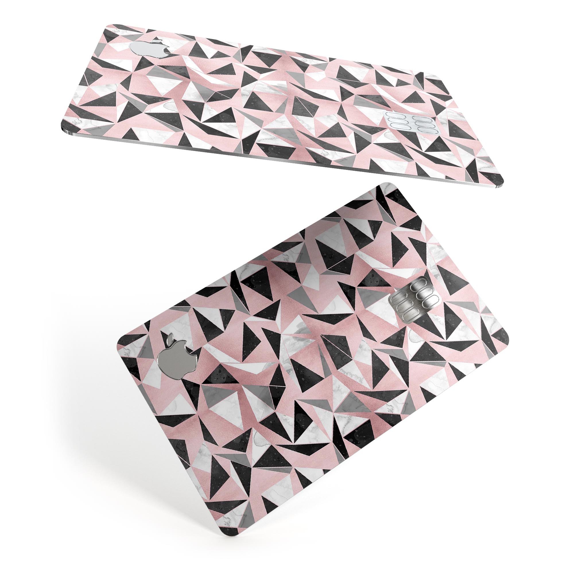 Karamfila Marble & Rose Gold skin kit for Apple Card, showcasing premium vinyl design and bubble-free installation features.