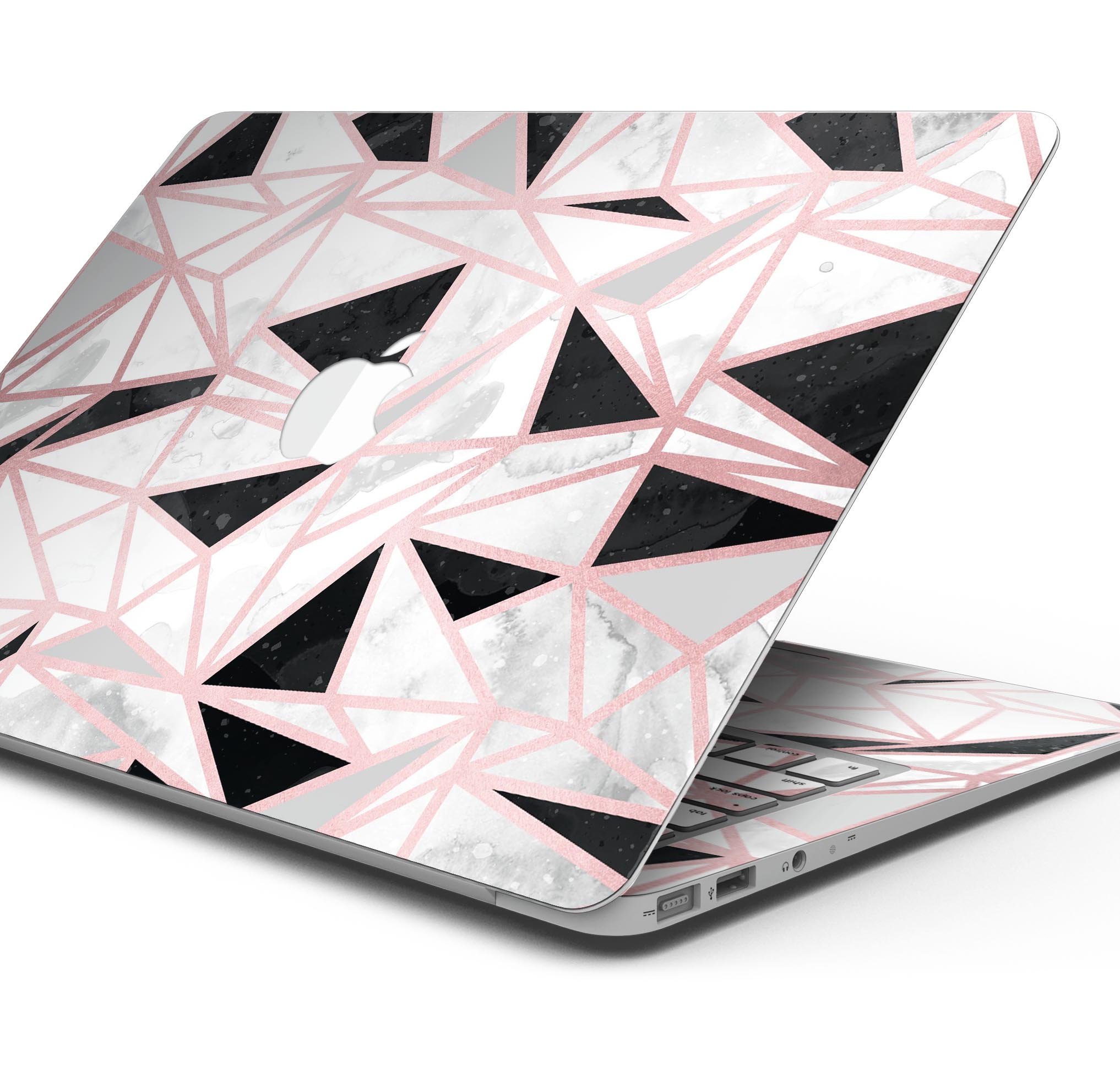 Karamfila Marble & Rose Gold skin decal wrap kit for Apple MacBook, showcasing a stylish design and premium vinyl material.