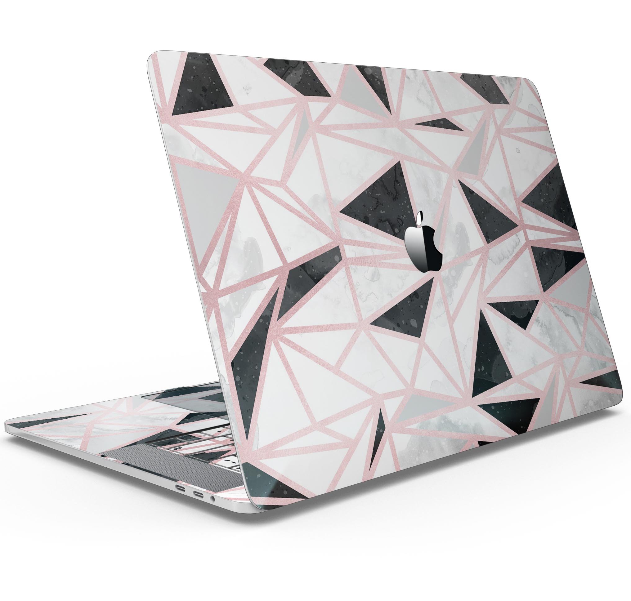 Karamfila Marble & Rose Gold skin decal wrap kit for Apple MacBook, showcasing a stylish design and premium vinyl material.